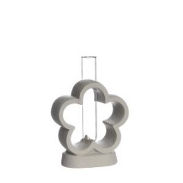 Cement flower White glass tube 100x40x150mm - 1 pc