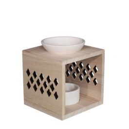 Wooden Aroma cube Holder Whiteh motif - 1 pcs