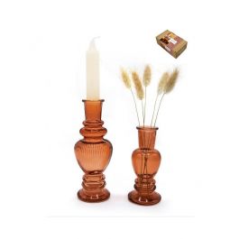 Candle Holder Amber - 2 holders