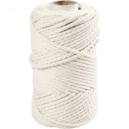 Macramé cord, off-white, L: 55 mtr, D: 4 mm, 330 g - 1 Roll