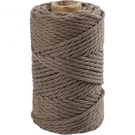 Macramé cord, Light brown, L: 55 mtr, D: 4 mm, 330 g - 1 Roll