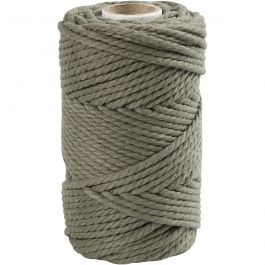 Macramé cord, moss green, L: 55 mtr, D: 4 mm, 330 g - 1 Roll