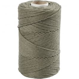 Macramé cord, moss green, L: 198 mtr, D: 2 mm, 330 g - 1 Roll