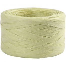 Paper raffia yarn, Light green, W: 7-8 mm, 100 mtr - 1 Roll