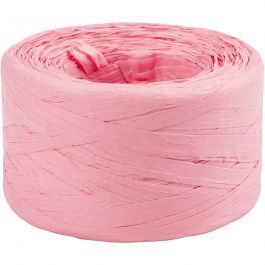 Paper raffia yarn, Light rose, W: 7-8 mm, 100 mtr - 1 Roll