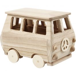 Minibus, size 17x10x13 cm, pine, paulownia - 1 pc