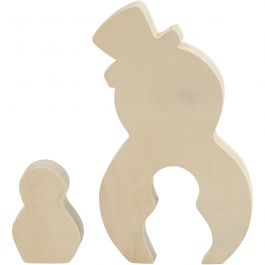2in1 Figure, snowing, H: 7.7+20 cm, W: 5.3+11.3 cm, plywood, depth 2 cm - 1 set