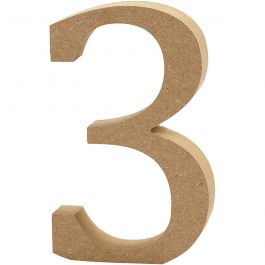 Number 3, H: 13 cm, thickness 2 cm, MDF - 1 pc