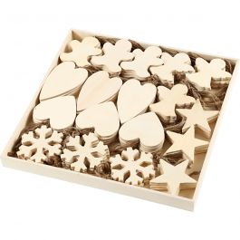 Christmas Ornaments, size 9-11 cm, thickness 4 mm, plywood - 90 pcs