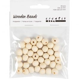 Wooden Bead, D: 10 mm, hole size 2.5 mm, china berry - 40 pcs