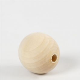Wooden Bead, D: 30 mm, hole size 5 mm, china berry - 4 pcs