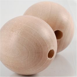 Wooden Bead, D: 35 mm, hole size 6 mm, china berry - 2 pcs