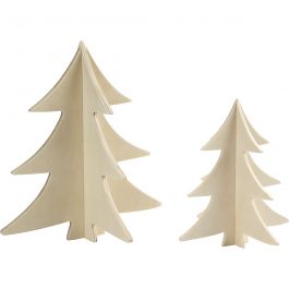 Christmas Trees, H: 13+18 cm, plywood - 2 pcs