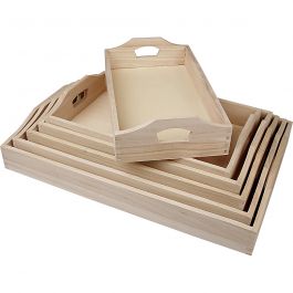 Trays, H: 5 cm, L: 29+32+35+38+41+44 cm, W: 16,5+19+22+25+27+30 cm, 6 pc/ 1 set [HOB-57522]