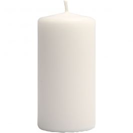 Candles, white, H: 100 mm, D: 50 mm - 6 pcs