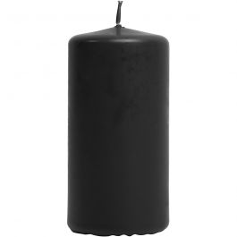 Candles, black, H: 100 mm, D: 50 mm - 6 pcs