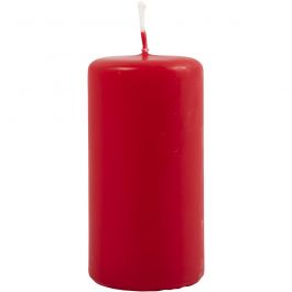 Candles, red, H: 100 mm, D: 50 mm - 6 pcs
