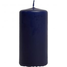 Candles, blue, H: 100 mm, D: 50 mm - 6 pcs