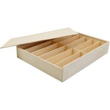 Wooden box with lid, size 29x37x6,5 cm - 1 pc