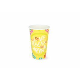 Milkshake cup Carton medium 450ml Ø90 mm 16oz Yellow FSC®Mix - 500 pcs