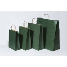 Paper Carry Bags Dk Green 260+120x350mm - 50 pcs