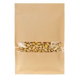 Kraft Bags Compostable 13.7x18.5cm with Window and Sealable (100 pieces) [KHS57W]
