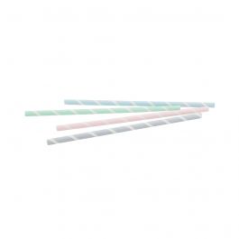 Jumbo Drinking Straws Paper 23 cm, Ø 0.8 cm Pastel Striped (3450 pieces) [GB-DCD00189]