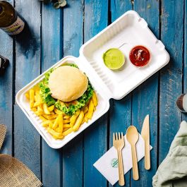 Bowl with lid Sugarcane 22x18.5x7 cm (200 pieces) [GB-DFC01316]