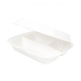 Menu Tray with Lid Sugarcane 3-Spaces 25x20x7.5 cm (200 pieces) [GB-DFC01337]
