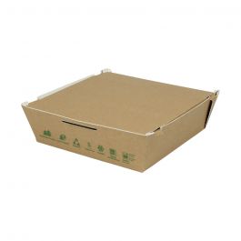 Take-away Boxes Cardboard 22x6,6x21 cm 1700 ml Brown bio-coated (300 pieces) [GB-DFC04261]