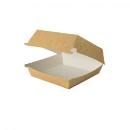 Take-away hamburger boxes 17.5x17.5x8 cm, Brown-White (400 pieces) [GB-DFC04271]