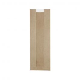 Paper bags w/window brown 14 + 7x40 mm - 500 pcs