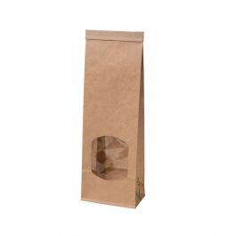 Eco-friendly kraft bags brown w/window 8.8x4.7x26 mm reclosable - 500 pcs