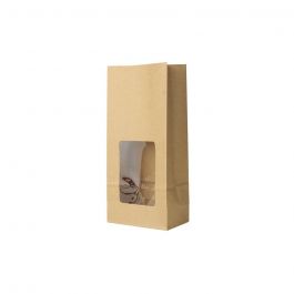 Eco-friendly kraft bags w/window brown 11x6x23,5 mm - 500 pcs