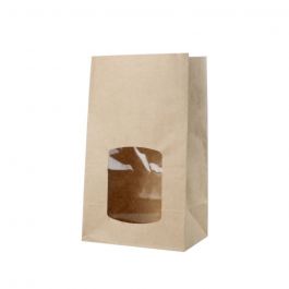 Eco-friendly kraft bags w/window brown 15x10x25 mm - 500 pcs