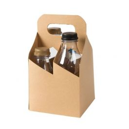 Bottle Tray Cardboard for 4 rPET Bottles Foldable (150 pieces) [GB-DRE04971]