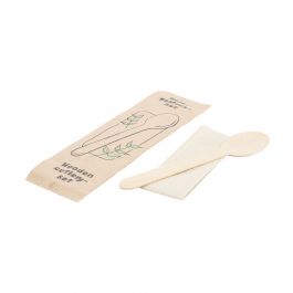 Cutlery sets spoon and napkin Wood with bio-coated 16 cm (500 pieces) [GB-DSE06293]