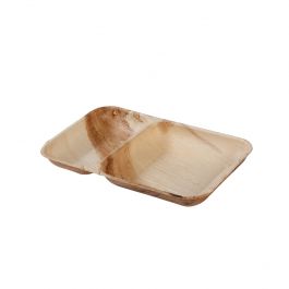 Plate Palm leaf 2 compartments, 25x15 cm (200 pieces) [GB-DTW05580]