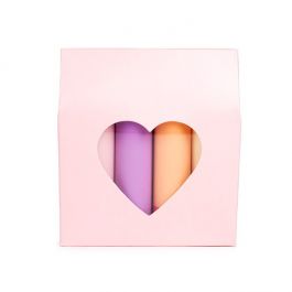 Kraft Gift Boxes Pink with Heart Window 89x38x102 mm - 25 pcs