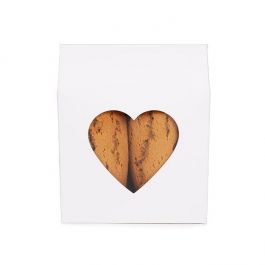 Kraft Gift Boxes White with Heart Window 105x44x133 mm - 25 pcs