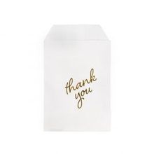 Paper Bags White with Gold Thank You 76x127 mm - 100 pieces