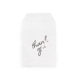 Paper Bags White with Silver Thank You 76x127 mm - 100 pieces