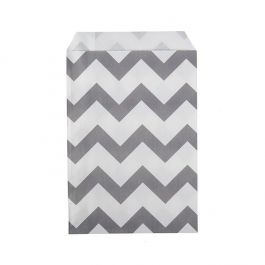 Paper Bags White with Grey Chevron Stripes 127x203 mm - 100 pieces