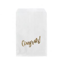 Paper Bags White with Gold Congrats 127x203 mm - 100 pieces