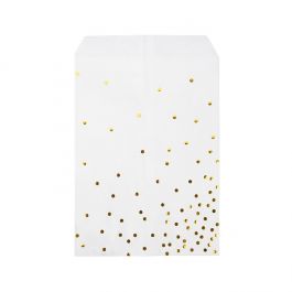 Paper Bags White with Gold Dots 127x203 mm - 100 pieces