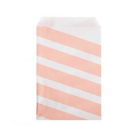 Paper Bags White with Pink Stripes 127x203 mm - 100 pieces