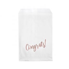 Paper Bags White with Rose Gold Congrats 127x203 mm - 100 pieces
