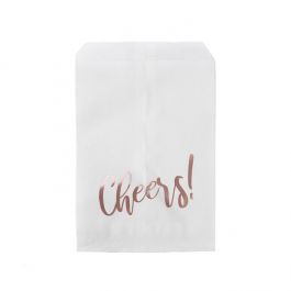 Paper Bags White with Rose Gold Cheers 127x203 mm - 100 pieces