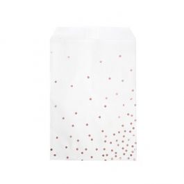 Paper Bags White with Rose Gold Dots 127x203 mm - 100 pieces