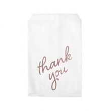 Paper Bags White with Rose Gold Thank You 127x203 mm - 100 pieces